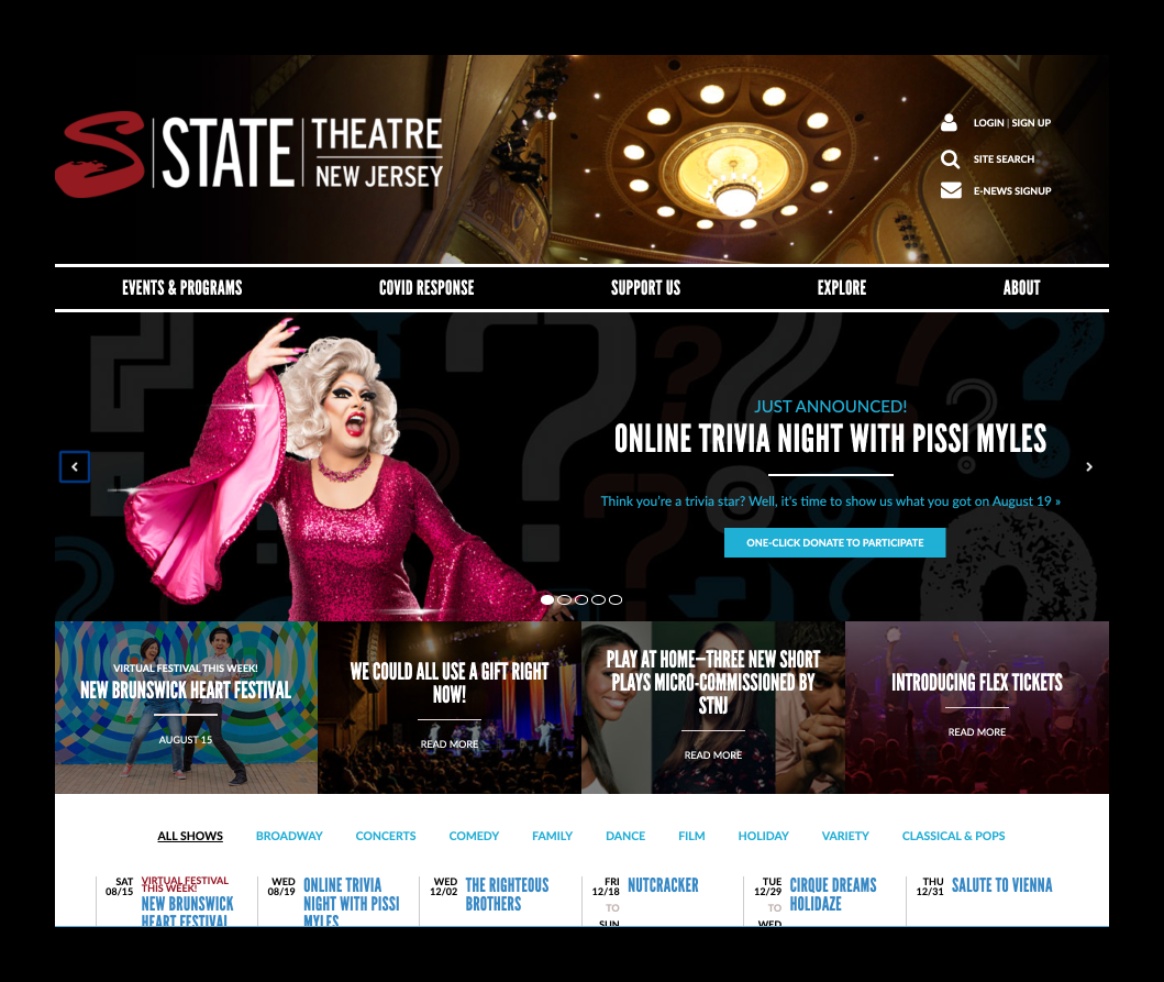 State Theatre New Jersey Website