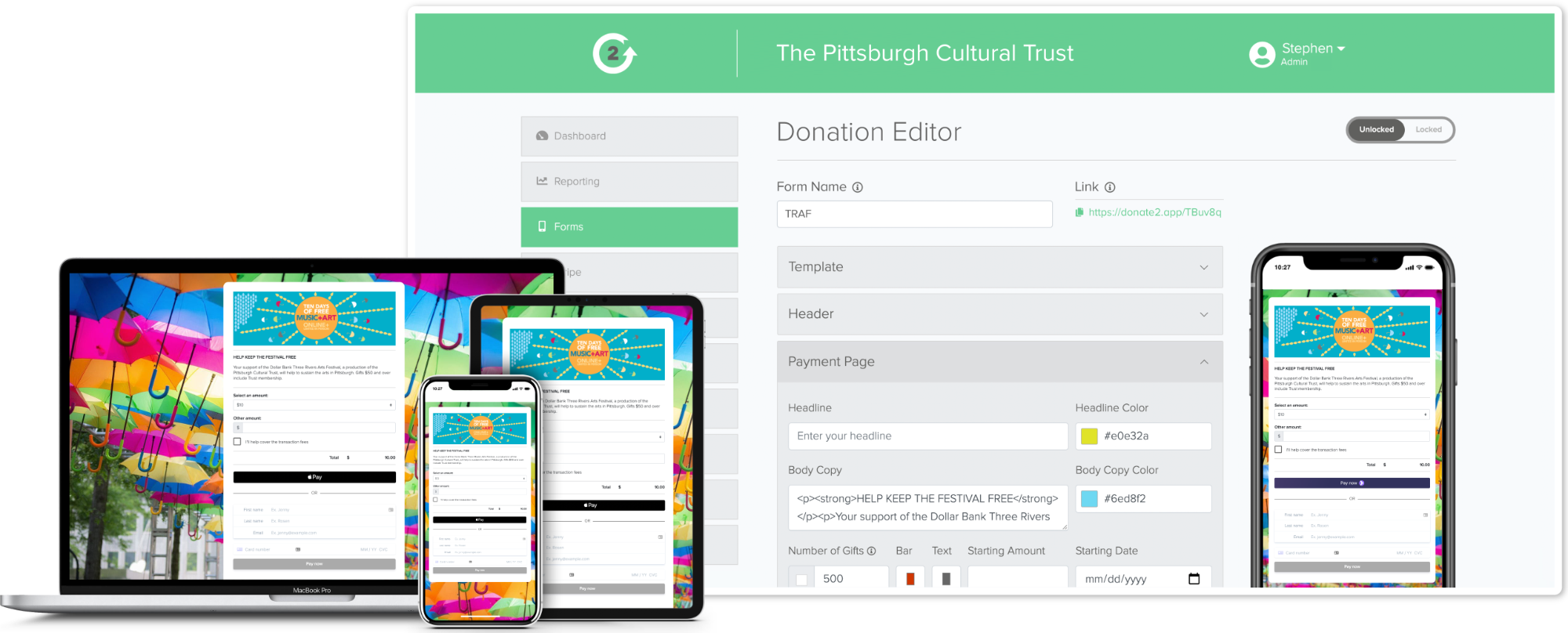 Pittsburgh Cultural Trust Donation Editor